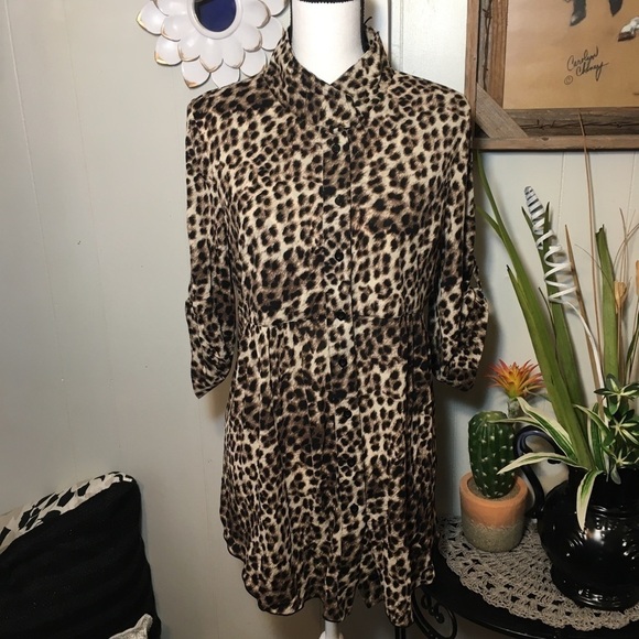 Style & Co. Tops - Style & Co cheetah print button front blouse